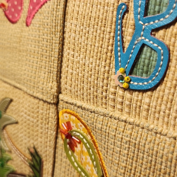 NWT beautifuk Strada beach themed purse detailed with cloth, sequins and beads - Picture 8 of 8
